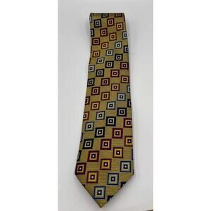 PRIVATE STOCK Men's Tie Yellow, Blue, Red And Orange Silk